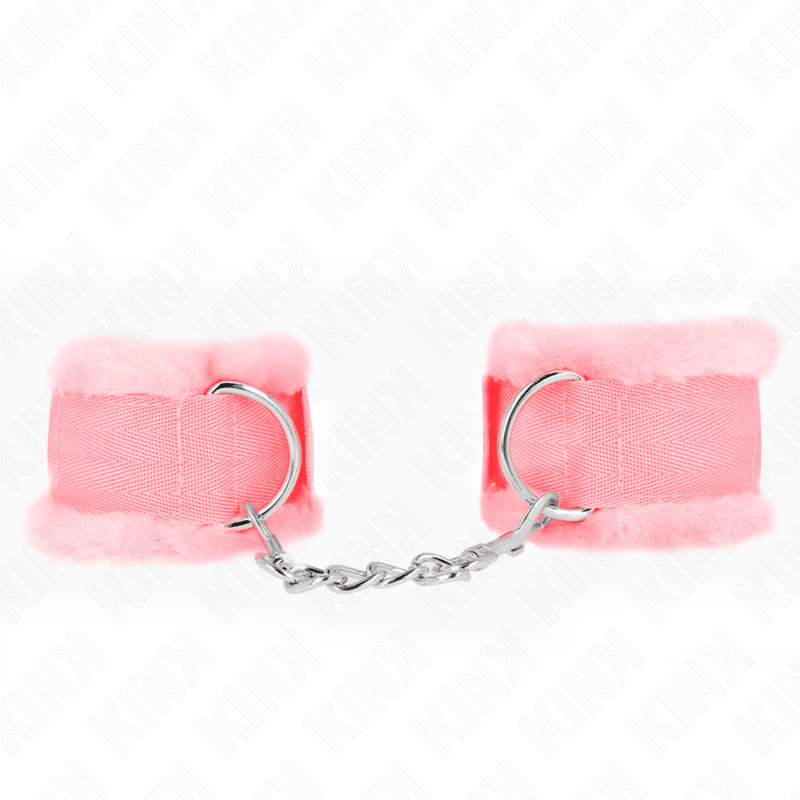 KINK - FURRY LINED WRIST RESTRAINTS PINK ADJUSTABLE 17 - 31 CM X 7 CM - Kink&Play
