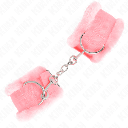 KINK - FURRY LINED WRIST RESTRAINTS PINK ADJUSTABLE 17 - 31 CM X 7 CM - Kink&Play