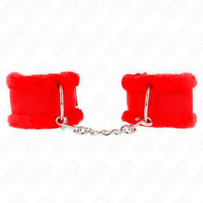 KINK - FURRY LINED WRIST RESTRAINTS RED ADJUSTABLE 17 - 31 CM X 7 CM - Kink&Play