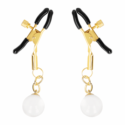 KINK - GLASS BEAD NIPPLE CLAMPS GOLD 6 CM - Kink&Play