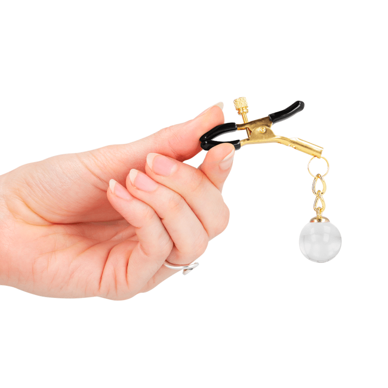 KINK - GLASS BEAD NIPPLE CLAMPS GOLD 6 CM - Kink&Play