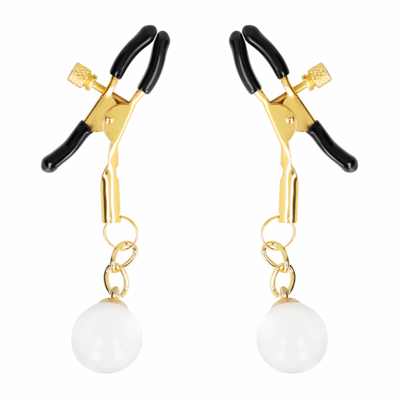 KINK - GLASS BEAD NIPPLE CLAMPS GOLD 6 CM - Kink&Play