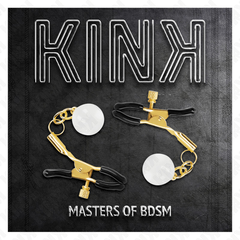 KINK - GLASS BEAD NIPPLE CLAMPS GOLD 6 CM - Kink&Play