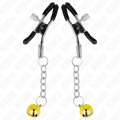 KINK - GOLD JINGLE BELL PENDANT NIPPLE CLAMPS 6 CM - Kink&Play