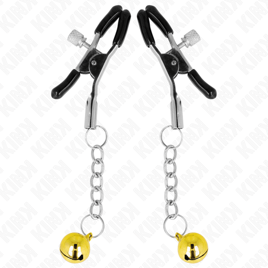 KINK - GOLD JINGLE BELL PENDANT NIPPLE CLAMPS 6 CM - Kink&Play