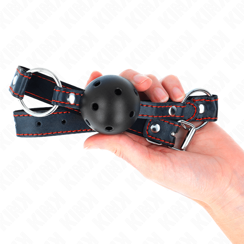 KINK - HOLLOW HARD BLACK BALL GAG MODEL 2 65 x 2.5 CM - Kink&Play