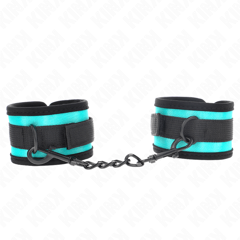 KINK - HOOK AND LOOP NYLON BIND WRIST RESTRAINTS BLACK - BLUE ADJUSTABLE 18 - 32 CM X 5 CM - Kink&Play