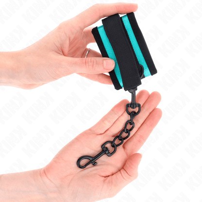 KINK - HOOK AND LOOP NYLON BIND WRIST RESTRAINTS BLACK - BLUE ADJUSTABLE 18 - 32 CM X 5 CM - Kink&Play
