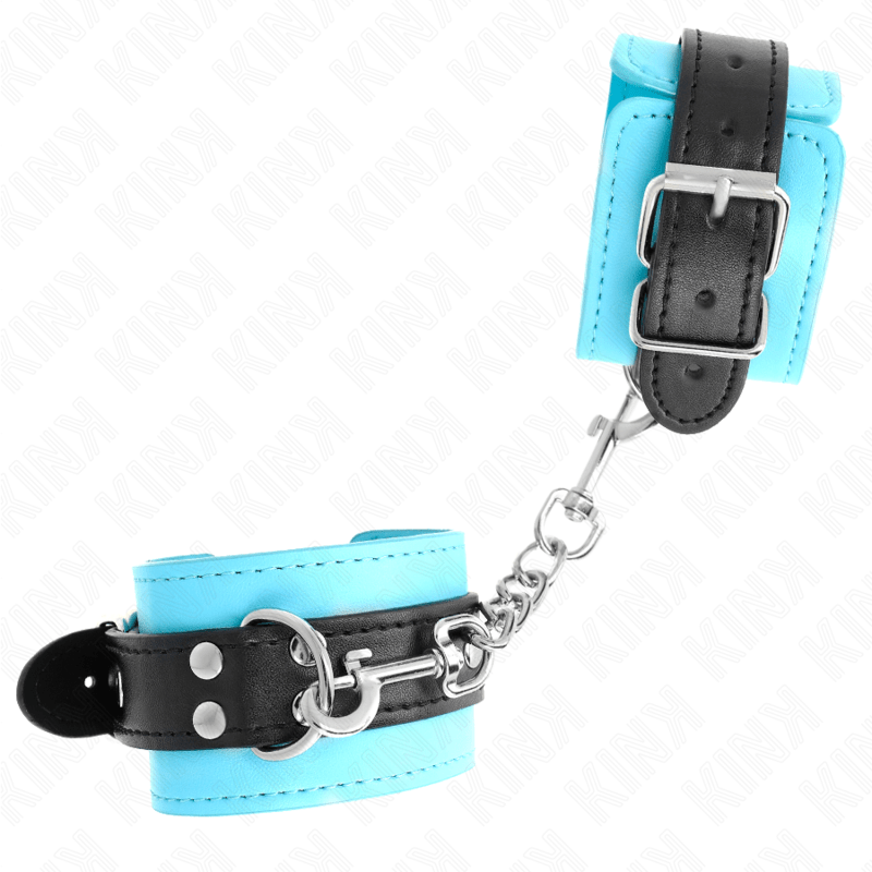 KINK - HOOK WRIST RESTRAINTS BLUE FUR LINED ADJUSTABLE 20 - 28 CM X 5.5 CM - Kink&Play