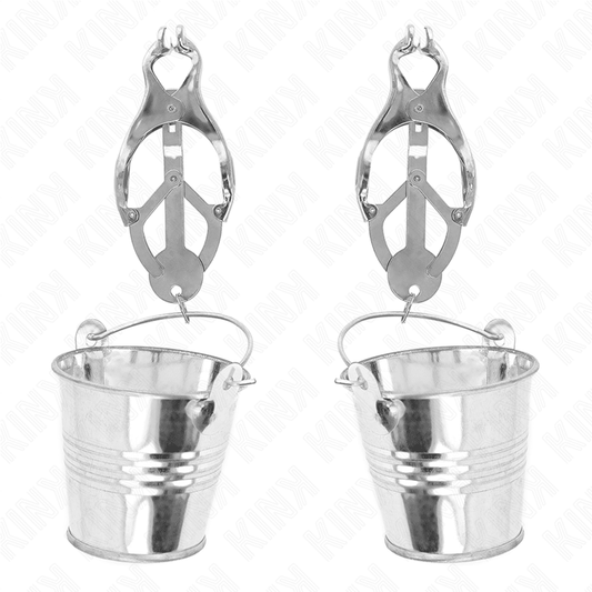 KINK - JAPANESE CLOVER NIPPLE CLAMPS WITH BUCKETS SILVER - Kink&Play
