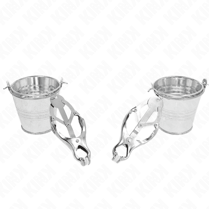 KINK - JAPANESE CLOVER NIPPLE CLAMPS WITH BUCKETS SILVER - Kink&Play