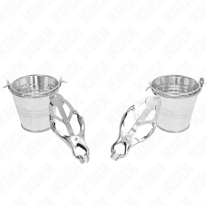 KINK - JAPANESE CLOVER NIPPLE CLAMPS WITH BUCKETS SILVER - Kink&Play