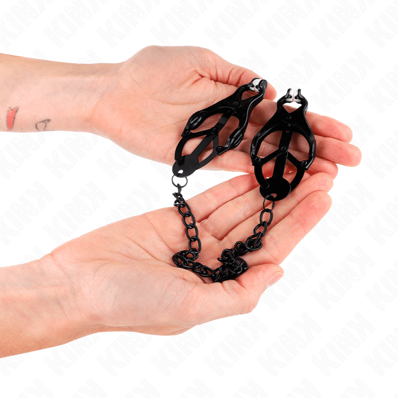 KINK - JAPANESE CLOVER NIPPLE CLAMPS WITH CHAIN BLACK 30 CM - Kink&Play