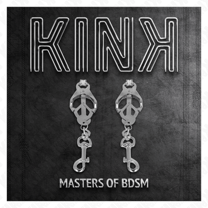 KINK - JAPANESE CLOVER NIPPLE CLAMPS WITH HOOKS SILVER - Kink&Play