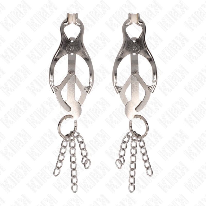 KINK - JAPANESE CLOVER NIPPLE CLAMPS WITH LITTLE CHAINS SILVER - Kink&Play