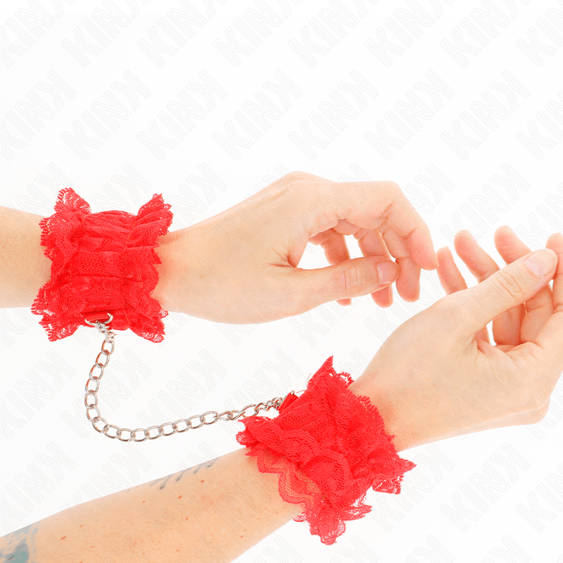 KINK - LACE ELASTIC WRIST RESTRAINTS RED - Kink&Play