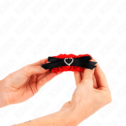 KINK - LACE ELASTIC WRIST RESTRAINTS RED HEART DETAILS ADJUSTABLE 22 - 35 CM - Kink&Play