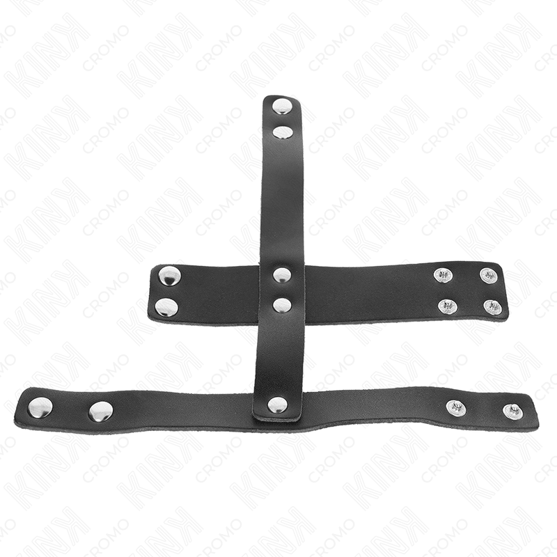 KINK - LEATHER PENIS CAGE RING WITH ADJUSTABLE BALL DIVIDER - Kink&Play