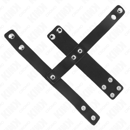 KINK - LEATHER PENIS CAGE RING WITH ADJUSTABLE BALL DIVIDER - Kink&Play