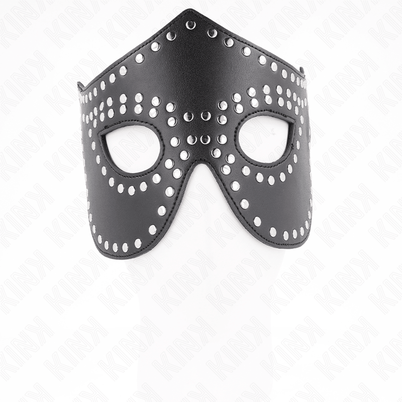 KINK - LEATHERETTE MASK WITH RIVETS MODEL 2 30 x 12 CM - Kink&Play