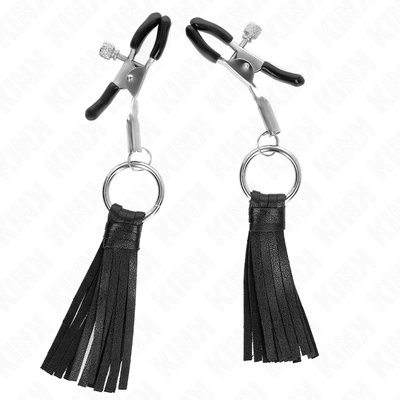 KINK - LEATHERETTE TASSEL NIPPLE CLAMPS 6 CM - Kink&Play