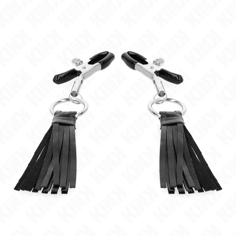 KINK - LEATHERETTE TASSEL NIPPLE CLAMPS 6 CM - Kink&Play