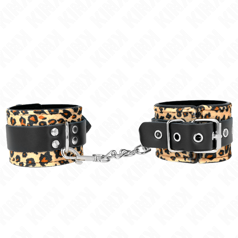 KINK - LEOPARD REAL LEATHER WRIST RESTRAINT ADJUSTABLE 18 - 29 CM X 5.5 CM - Kink&Play