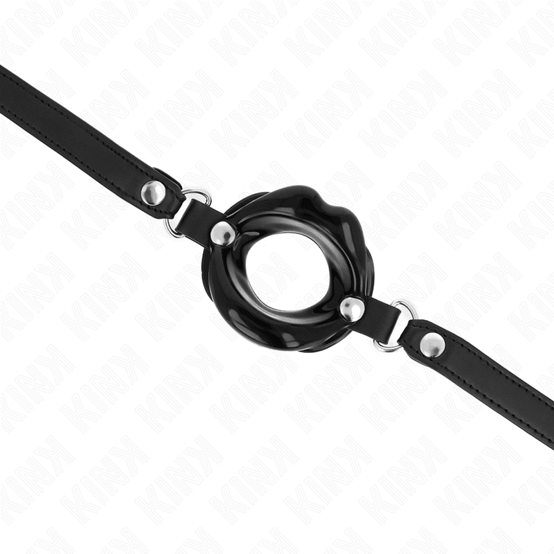 KINK - LIP 8 CM GAG WITH BLACK LEATHERETTE STRAP 63 x 2 CM ADJUSTABLE 39 - 58 CM - Kink&Play