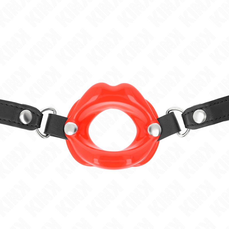 KINK - LIP 8 CM GAG WITH RED LEATHERETTE STRAP 63 x 2 CM ADJUSTABLE 39 - 58 CM - Kink&Play