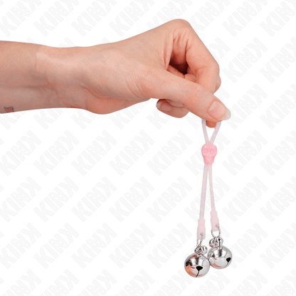 KINK - LUMINOUS SKULL NIPPLE CLAMPS WITH RING BELLS ADJUSTABLE PINK / SILVER - Kink&Play