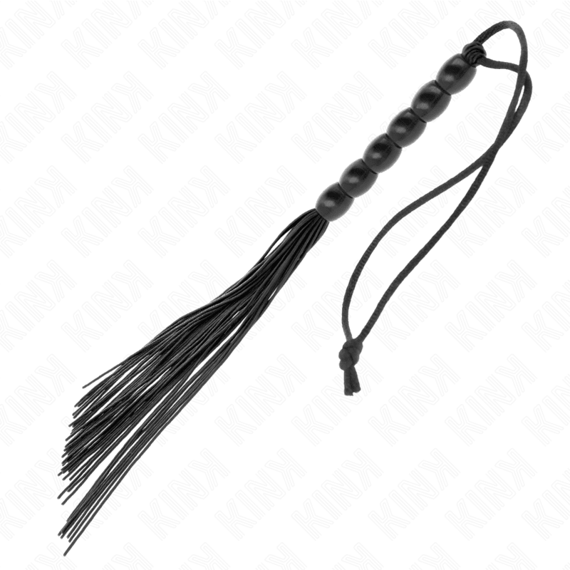 KINK - MINI SILICONE WHIP WITH 6 BLACK BEADS 26 CM - Kink&Play