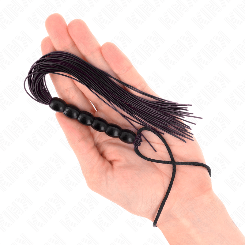 KINK - MINI SILICONE WHIP WITH 6 BLACK BEADS 26 CM - Kink&Play