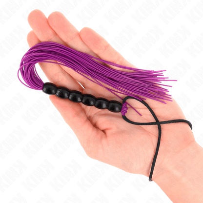 KINK - MINI SILICONE WHIP WITH 6 PURPLE BEADS 26 CM - Kink&Play
