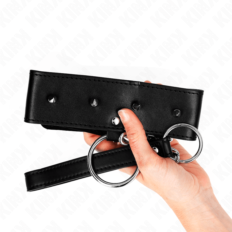KINK - NECKLACE 65 CM WITH LEASH WITH SILVER STUDS MODEL 2 ADJUSTABLE 36 - 43 CM X 5 CM - Kink&Play