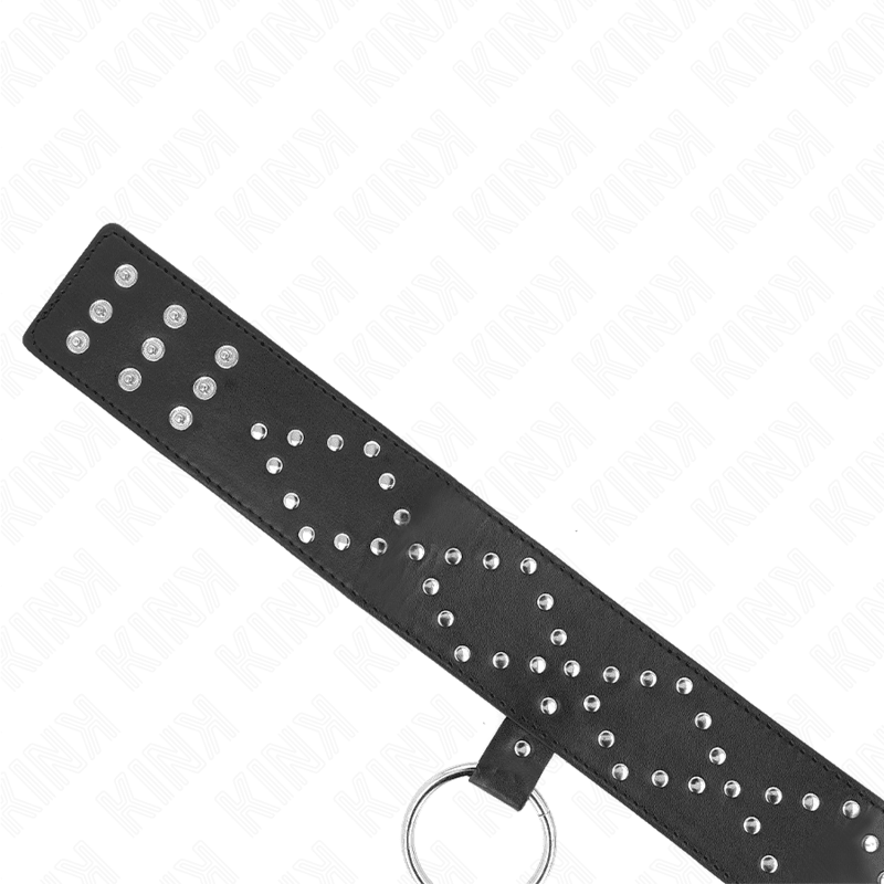 KINK - NECKLACE 65 CM WITH LEASH WITH SILVER STUDS MODEL 3 ADJUSTABLE 36 - 43 CM X 5 CM - Kink&Play