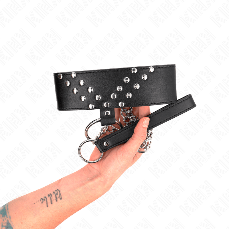 KINK - NECKLACE WITH BELT 65 CM WITH V RIVET ADJUSTABLE 36 - 43 CM X 5 CM - Kink&Play