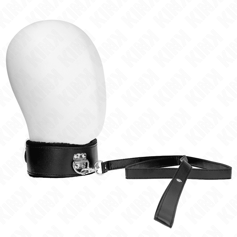 KINK - NECKLACE WITH LEASH 116 CM WITH SILVER STUDS MODEL 4 BLACK ADJUSTABLE 40 - 48 CM X 6 CM - Kink&Play