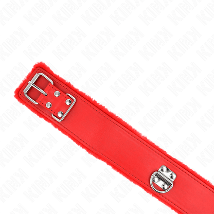 KINK - NECKLACE WITH LEASH 116 CM WITH SILVER STUDS MODEL 4 RED ADJUSTABLE 40 - 48 CM X 6 CM - Kink&Play