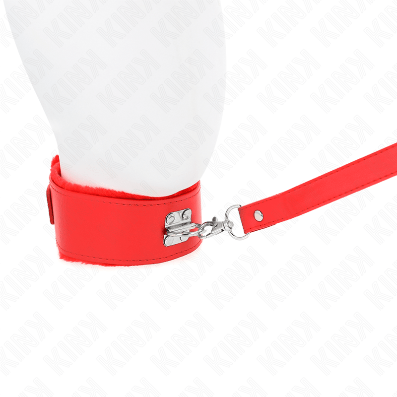 KINK - NECKLACE WITH LEASH 116 CM WITH SILVER STUDS MODEL 4 RED ADJUSTABLE 40 - 48 CM X 6 CM - Kink&Play