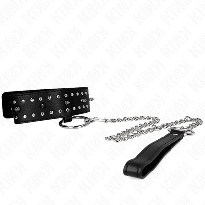 KINK - NECKLACE WITH LEASH 65 CM WITH SILVER STUDS MODEL 1 ADJUSTABLE 36 - 43 CM X 5 CM - Kink&Play