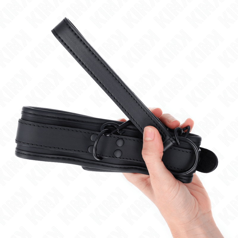 KINK - NEOPRENE BONDAGE COLLAR MODEL 1 WITH BELT 78 CM ADJUSTABLE 37.5 X 49.5 CM - Kink&Play