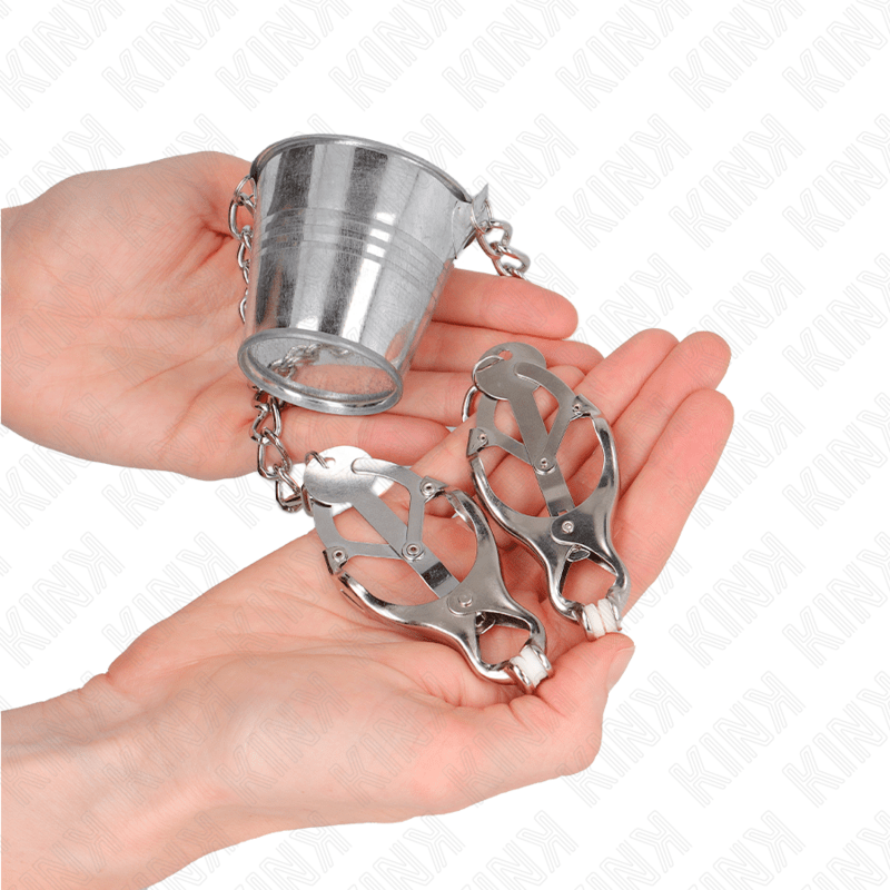 KINK - NIPPLE CLAMPS WITH A BUCKET SILVER - Kink&Play