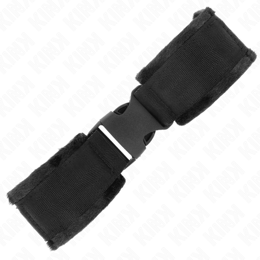 KINK - NYLON BIND HOOK&LOOP WRIST RESTRAINTS RED - BLACK MODEL 1 AJDUSTABLE 25 - 35 CM X 6 CM - Kink&Play