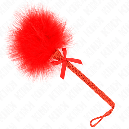 KINK - NYLON ROPE WAND WITH TICKLE FEATHERS AND RED BOW 25 CM - Kink&Play