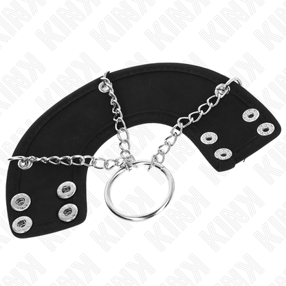 KINK - PENIS RING 4 CM CHAIN 7 CM METAL WITH LEATHER BELT - Kink&Play