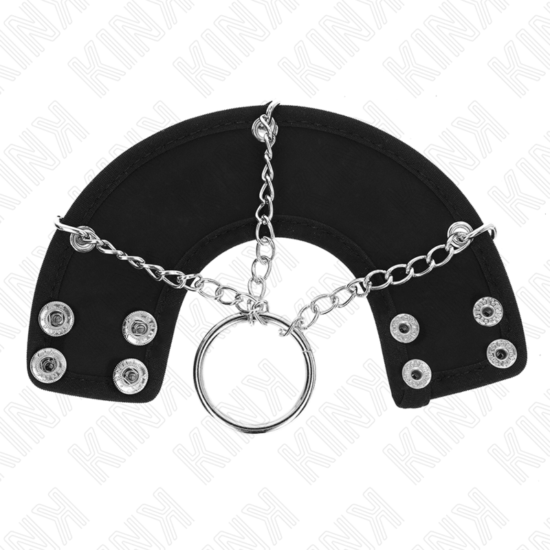 KINK - PENIS RING 4 CM CHAIN 7 CM METAL WITH LEATHER BELT - Kink&Play