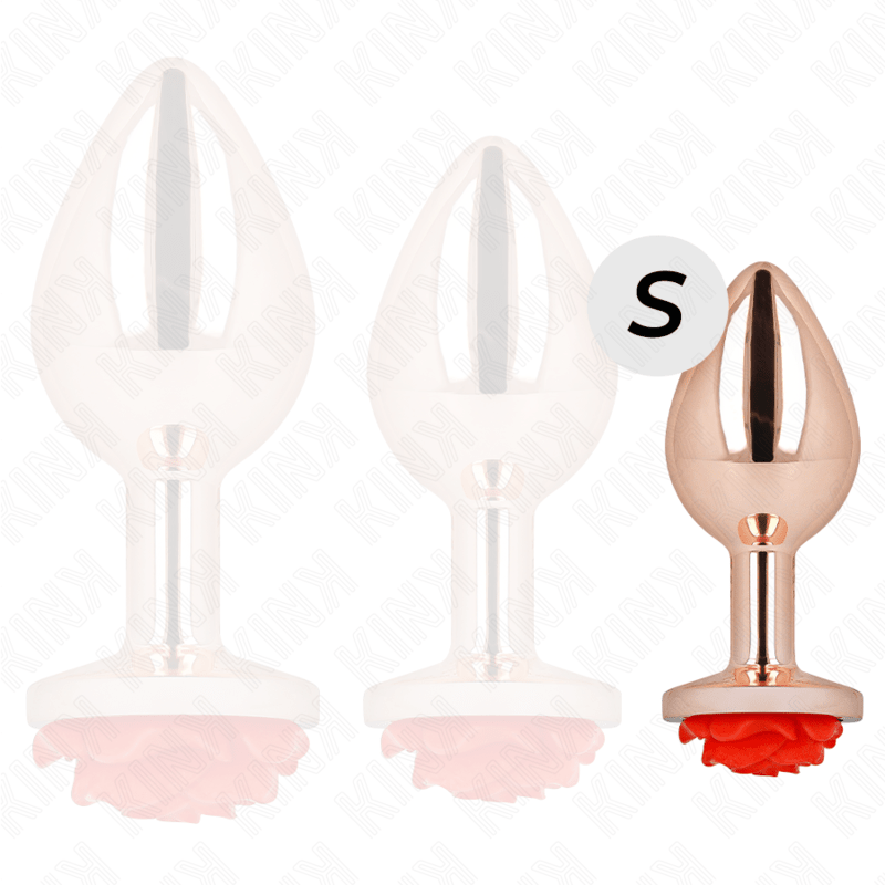 KINK - PINK GOLD ANAL PLUG WITH RED ROSE S - Kink&Play
