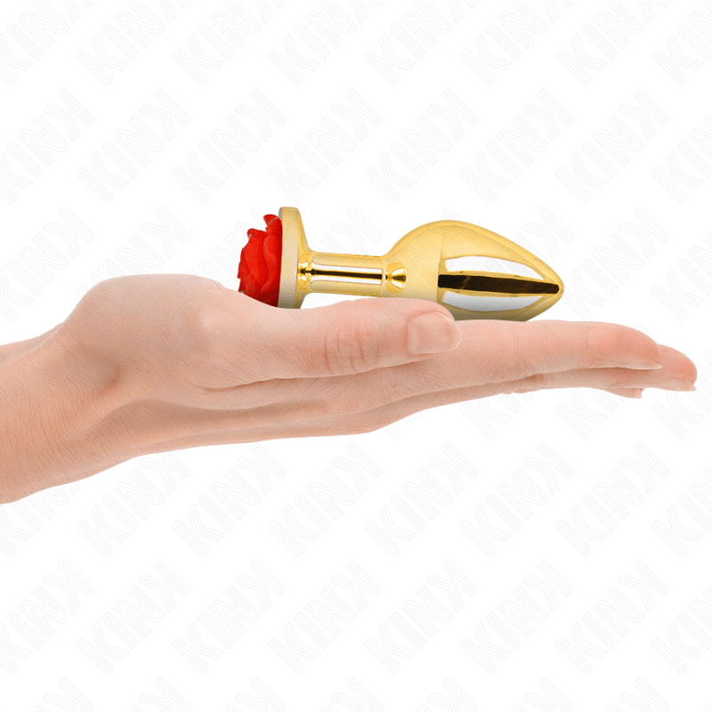 KINK - PLUG ANAL GOLD ROSE RED SIZE M - Kink&Play