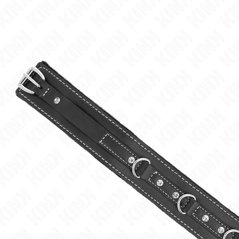KINK - PVC LEATHER NECKLACE WITH BELT 105 CM RHINESTONE RIVET 41.5 X 4 CM - Kink&Play