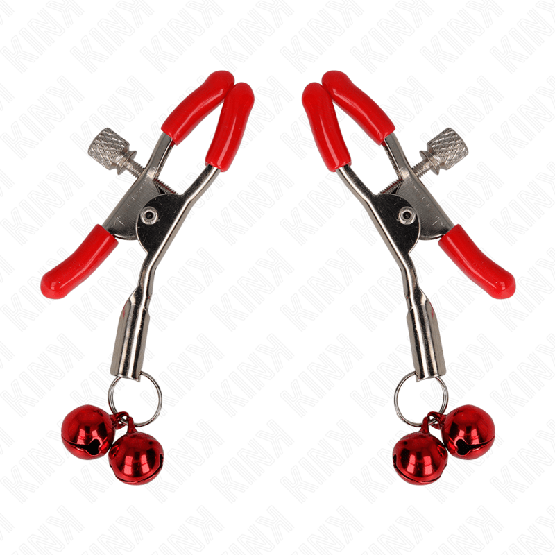 KINK - RED DOUBLE BELL NIPPLE CLAMP RED 6 CM - Kink&Play